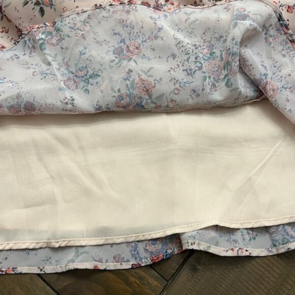 Storia Pink Floral Smocked Long Sleeve Prairiecore A-Line Dress Size S - Picture 4 of 4